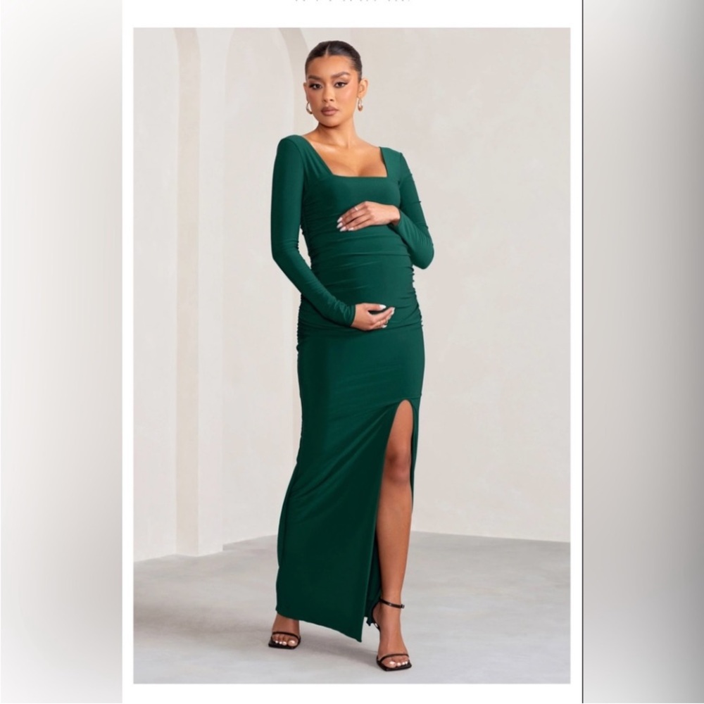 Club L London Emerald Maxi Maternity Dress